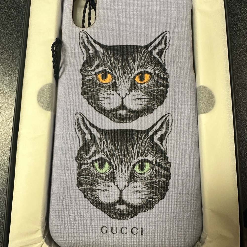 Gucci Cat Design Phone Case - Orange and Green Eyes